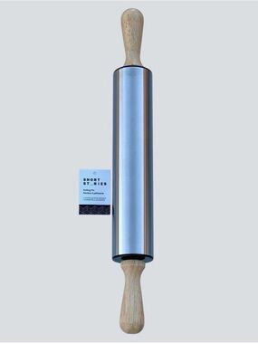 Short Stories Stainless Steel and Wood Handle Rolling Pin